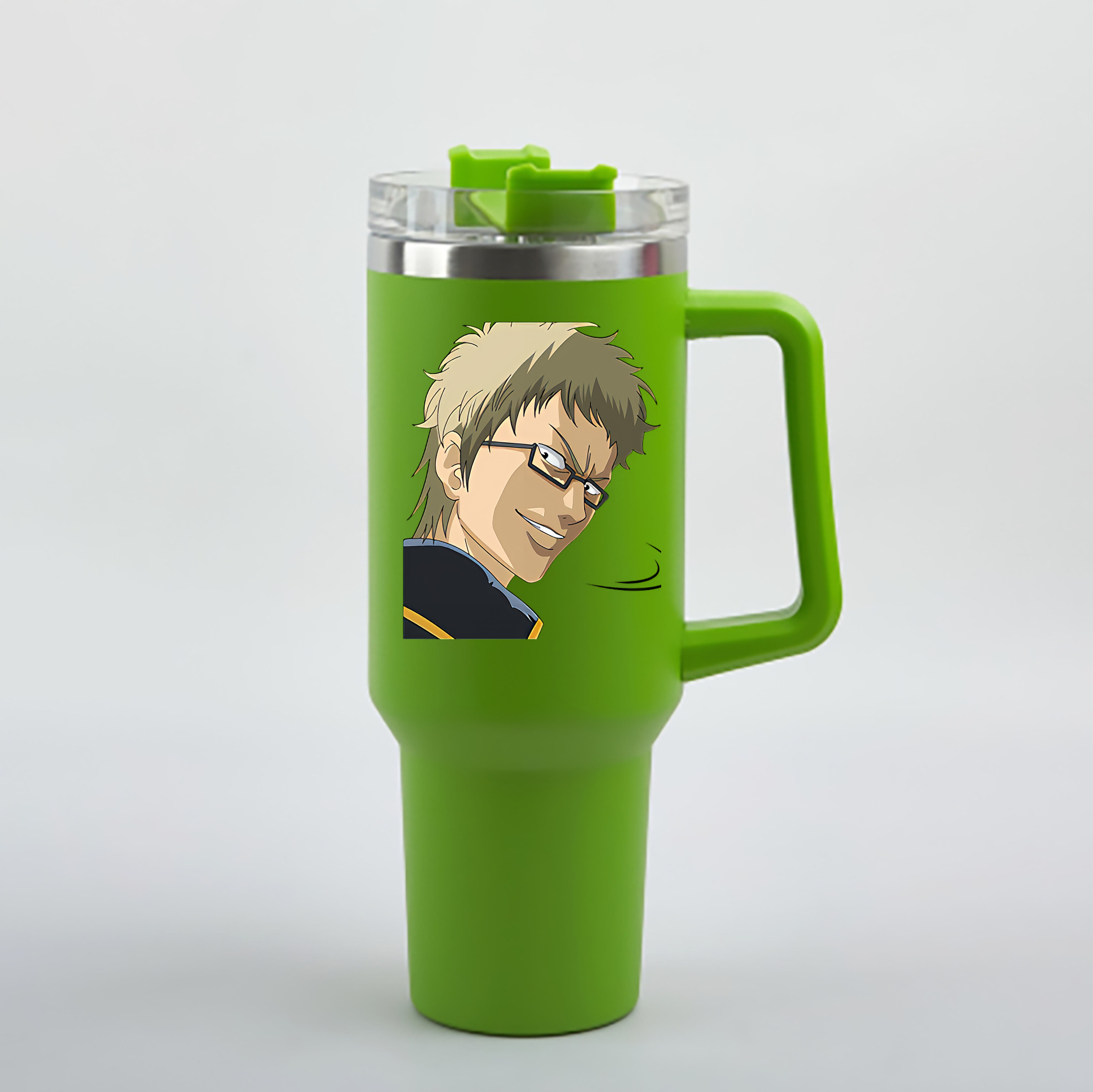 （画像用） ぎんたま 坂田銀時（さかたぎんとき） 神楽 志村新八（しむら しんぱち） GINTAMA Sakata Gintoki Kagura Shimura Shinpachi 1200mL車用タンブラー - クリスタルステッカー（プラスチックストロー付き）